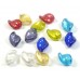 2 Murano Glass Dark Aqua White Gold Foiled Elica Twist Beads